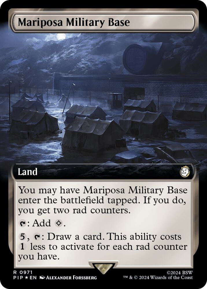 MTG Single Card - Mariposa Military Base (Extended Art) (Surge Foil) [R 0971]