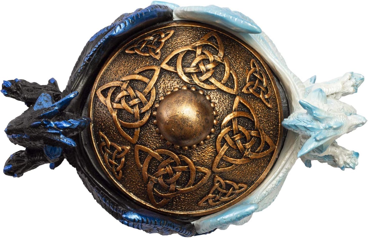 Pacific Giftware Fantasy Celtic Knotwork Dual Yin Yang Dragons Decorative Trinket Jewelry Box Figurine 5.75" Long