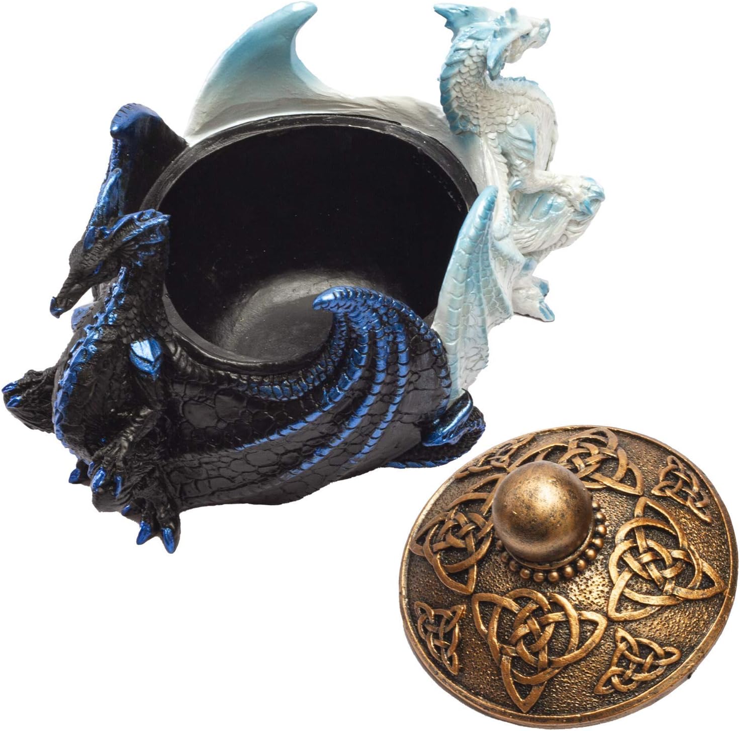 Pacific Giftware Fantasy Celtic Knotwork Dual Yin Yang Dragons Decorative Trinket Jewelry Box Figurine 5.75" Long