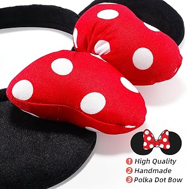 Minnie Mouse Ears Headband, Polka Dot Bow Mouse Ears Costume Accessories